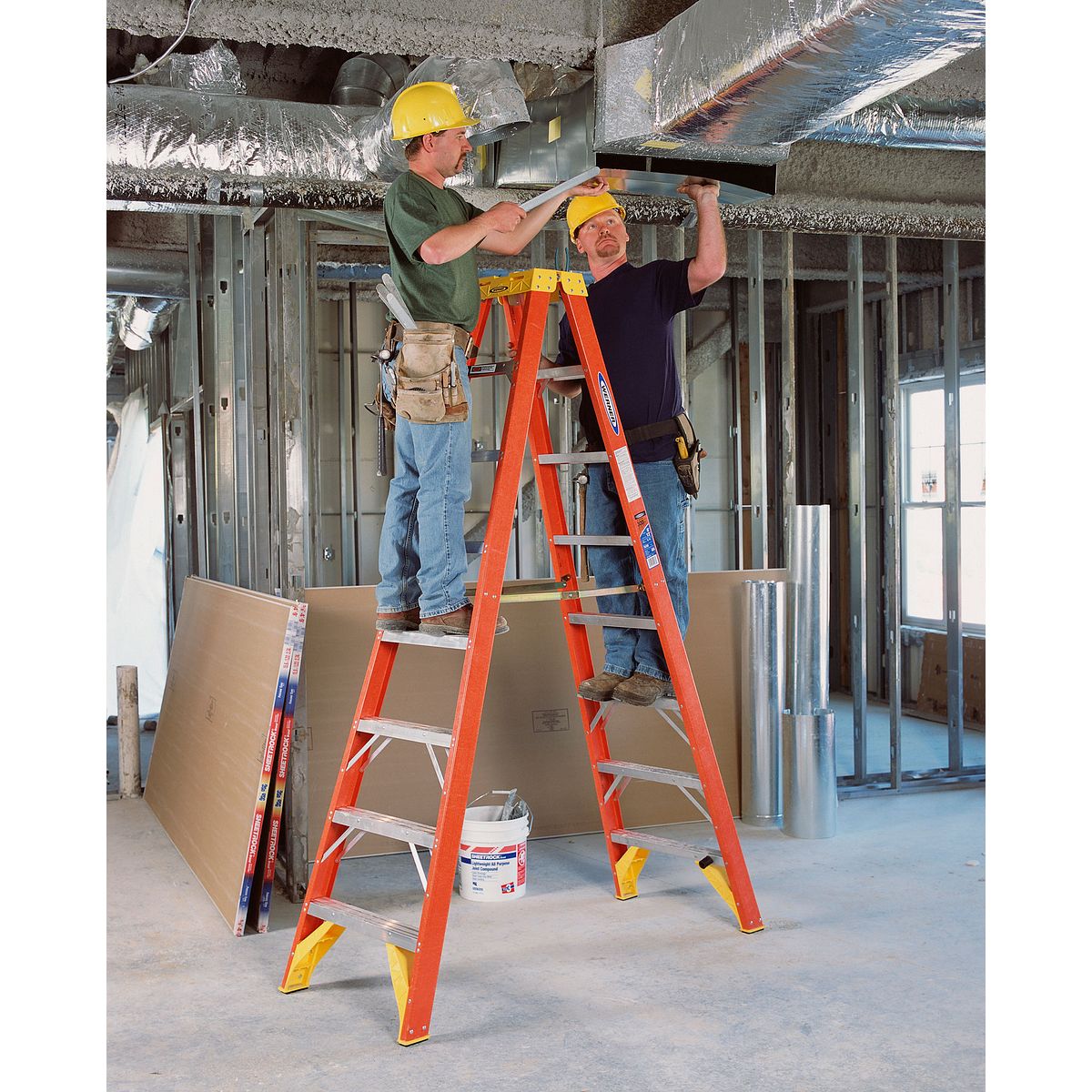 9 Height 4 Steps 300lb Load Capacity Werner T6205 Type IA Fiberglass Twin Step Ladder 5' Length 21.6 Width Orange 9 Height 4 Steps 300lb Load Capacity Werner T6205 Type IA Fiberglass Twin Step Ladder 5' Length 21.6 Width Orange